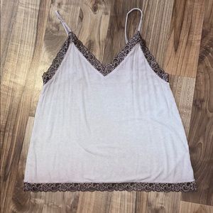 AE Ribbed Flowy Cami Top w/ Lace Trim
